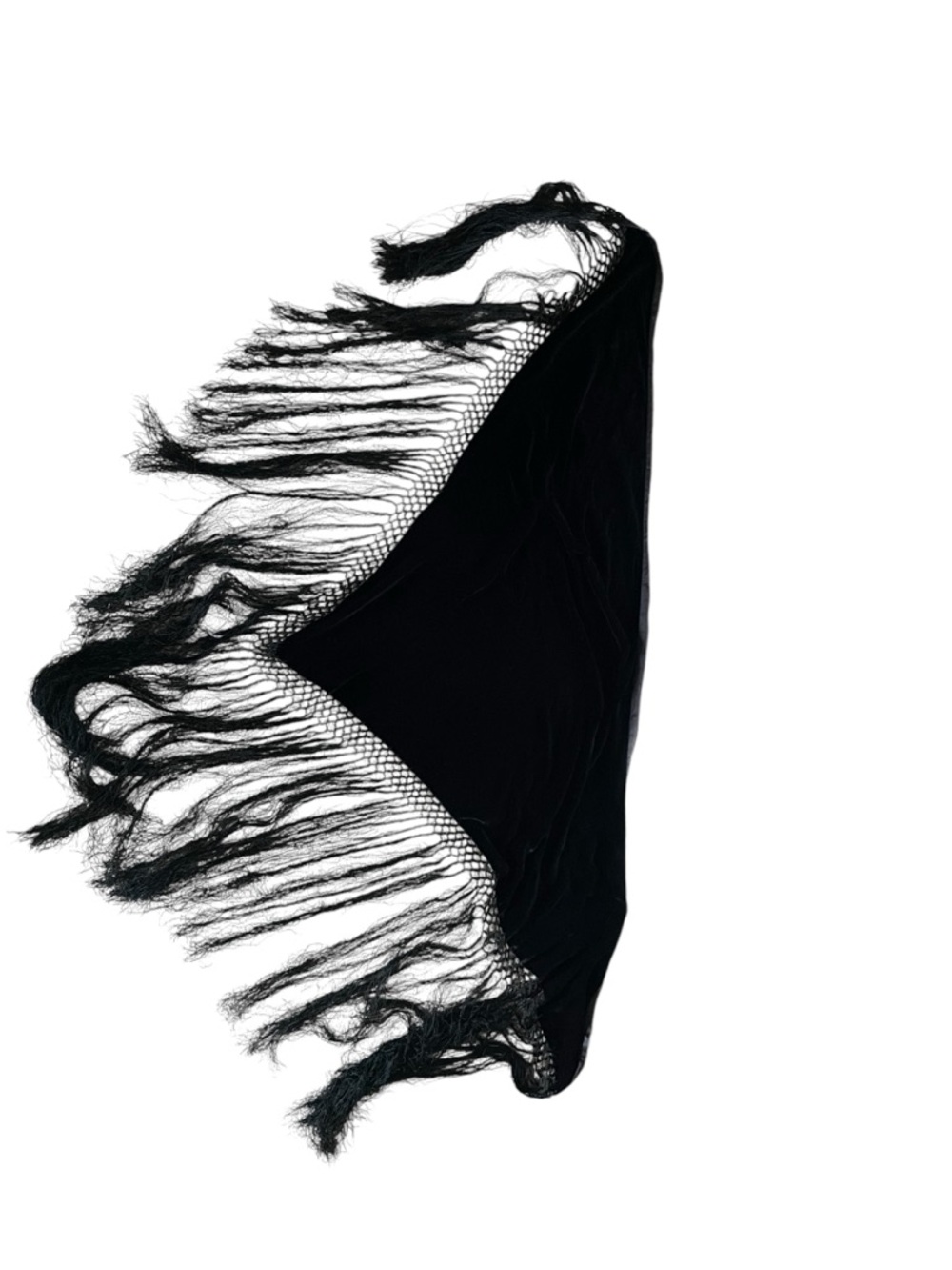 Vintage Bellissim Black Fringe Velvet Wrap Shawl - Picture 6 of 6